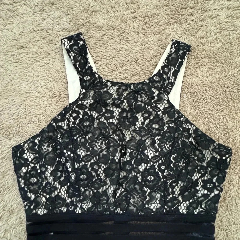 Speechless Black Lace Overlay Cutout Detail Fit Flare Dress Size 9 - Picture 13 of 13